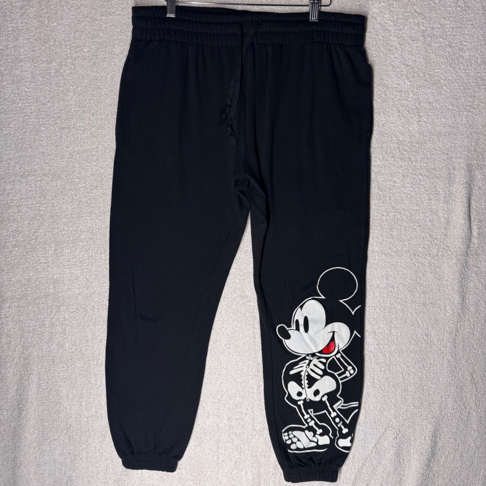 Disney Mickey Mouse Skeleton Jogger Sweatpants Black XL 15/17 Halloween